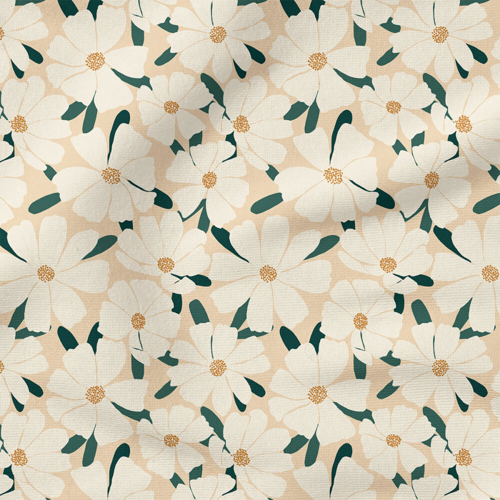 Christmas Cosmos Floral (Cream) | Botanical, Seasonal Fabric Design | Erin Kendal